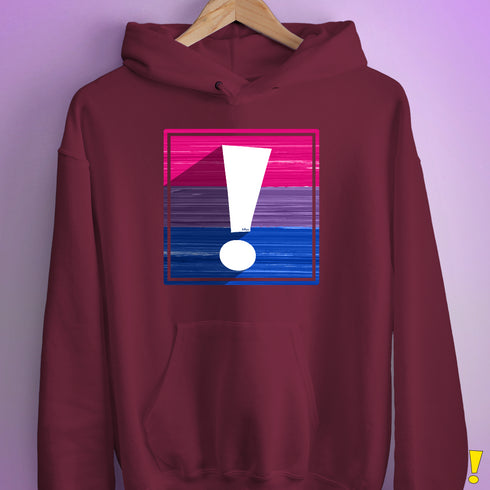 Bisexual Pride Flag Exclamation Point Hoodie - Maroon